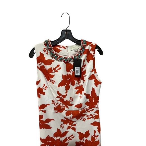 Sachin + Babi Anna Coral Narcissus Floral Print Sheath Dress Size 8 - Picture 7 of 10